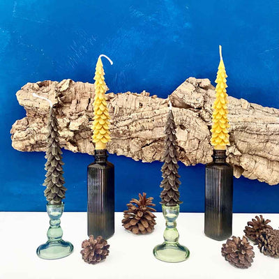 Vela navideña de cera de abeja | Árbol Abeto