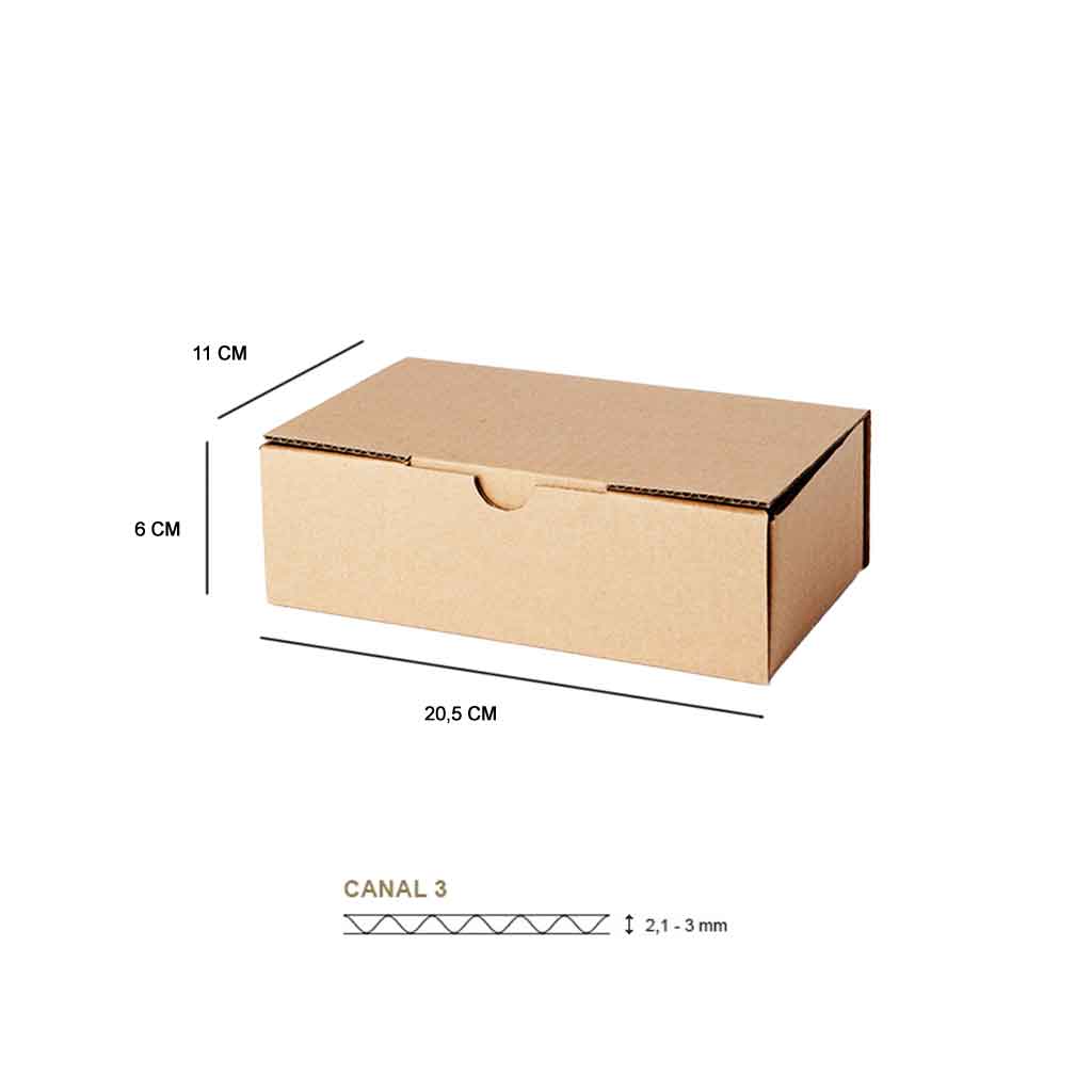 Caja cartón kraft 20,5x11x6 cm