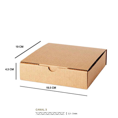 Caja cartón cuadrada kraft 19,5x19x4,5 cm