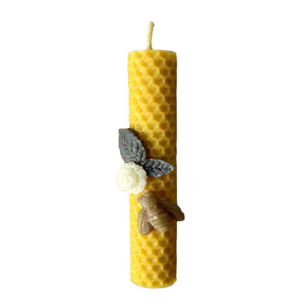 Vela artesanal de cera de abeja, modelo Candela