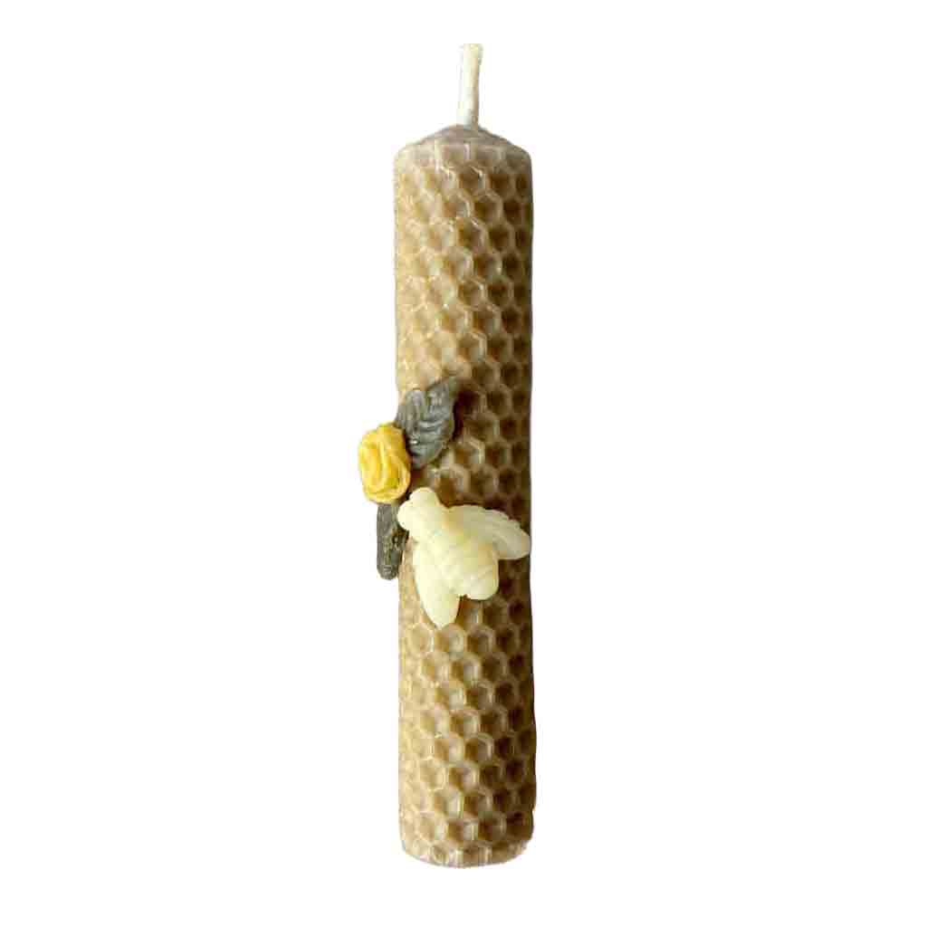 Vela artesanal de cera de abeja, modelo Candela