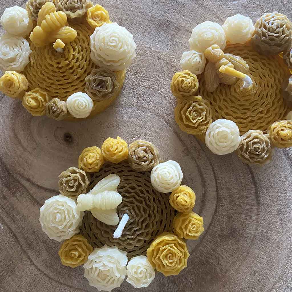 Vela artesanal de pura cera de abeja | La Flor Fractal