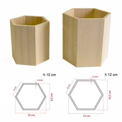 Portalápices | 2 jarrones de madera hexagonales