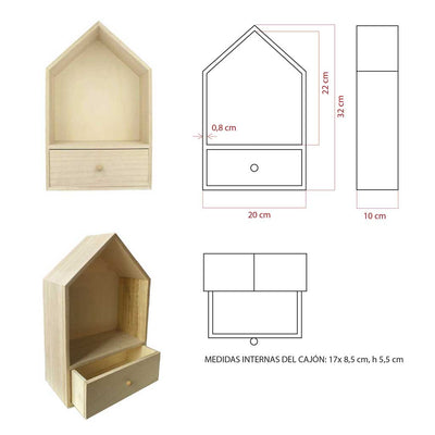 Estantería Casa de Madera con cajón
