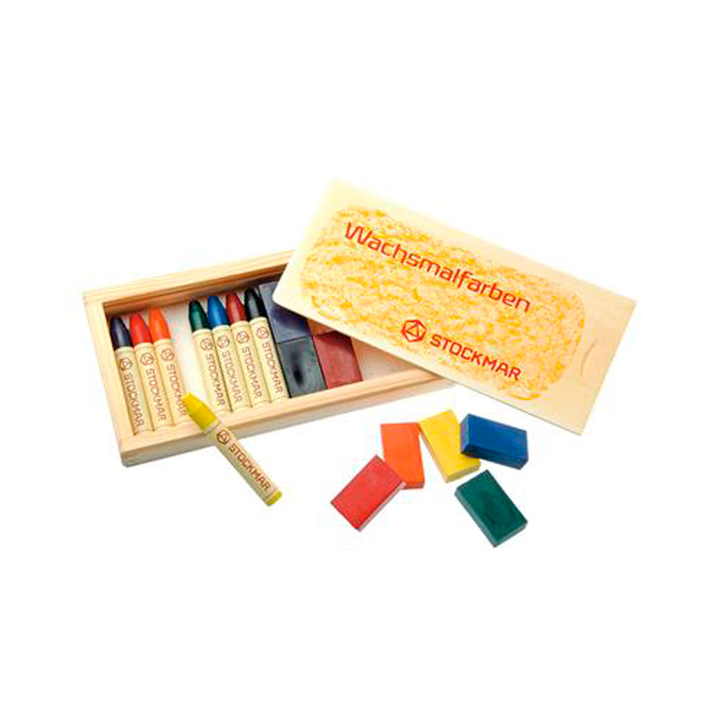 Stockmar | 8 lápices + 8 bloques Cera de Abeja | Estuche madera